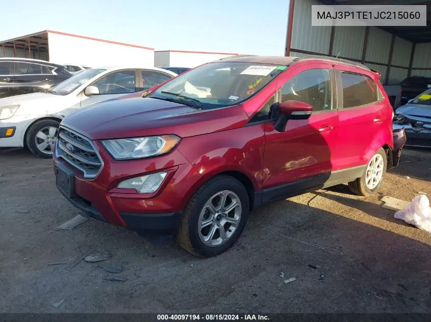 2018 Ford Ecosport Se VIN: MAJ3P1TE1JC215060 Lot: 40097194