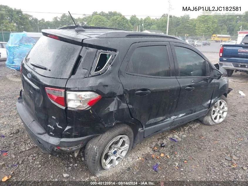 2018 Ford Ecosport Se VIN: MAJ6P1UL2JC182581 Lot: 40120914