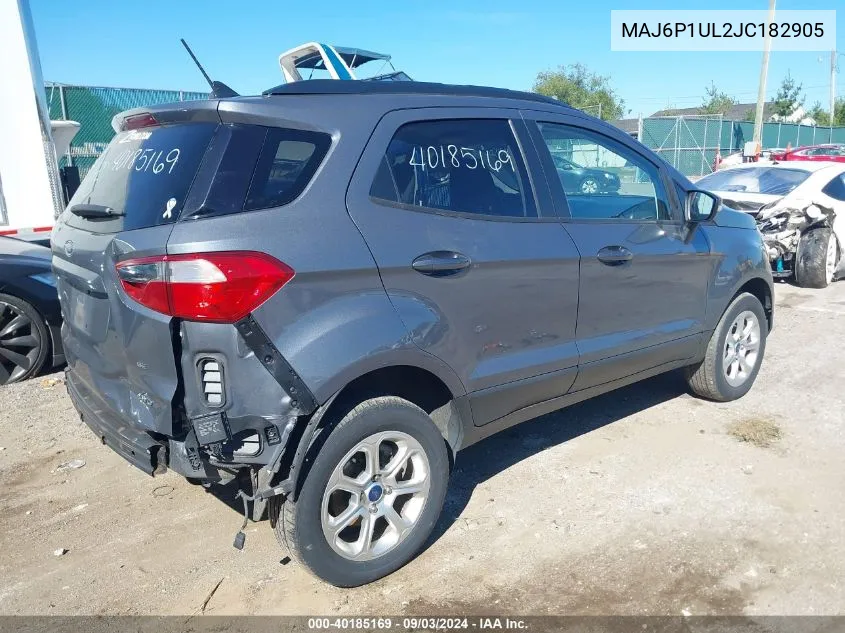 2018 Ford Ecosport Se VIN: MAJ6P1UL2JC182905 Lot: 40185169