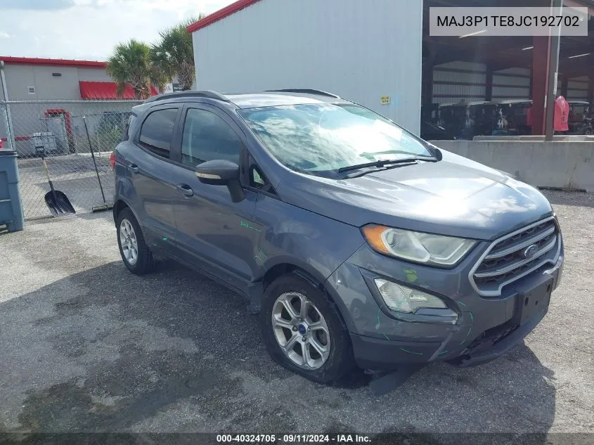 2018 Ford Ecosport Se VIN: MAJ3P1TE8JC192702 Lot: 40324705