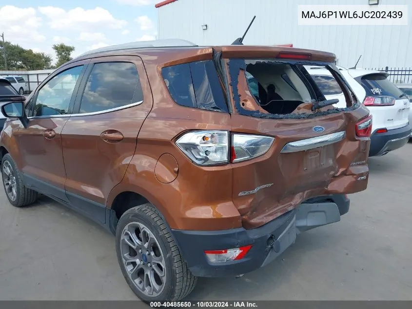 2018 Ford Ecosport Titanium VIN: MAJ6P1WL6JC202439 Lot: 40485650