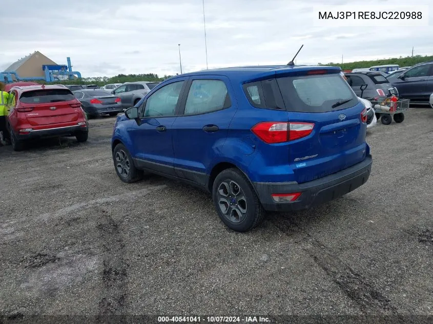 2018 Ford Ecosport S VIN: MAJ3P1RE8JC220988 Lot: 40541041