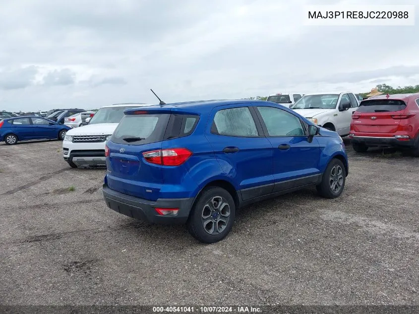 2018 Ford Ecosport S VIN: MAJ3P1RE8JC220988 Lot: 40541041