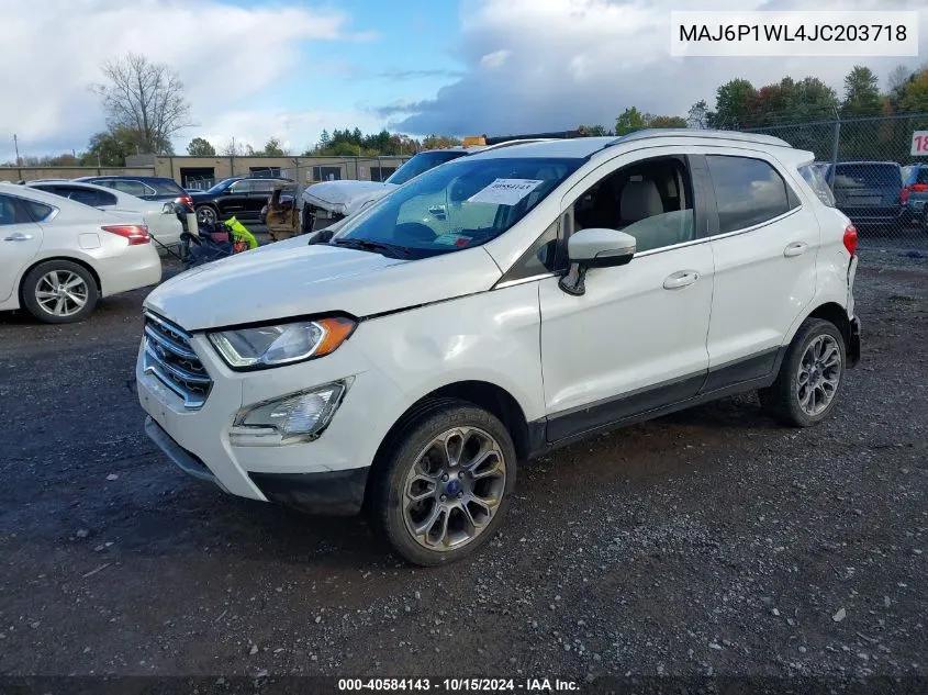 2018 Ford Ecosport Titanium VIN: MAJ6P1WL4JC203718 Lot: 40584143