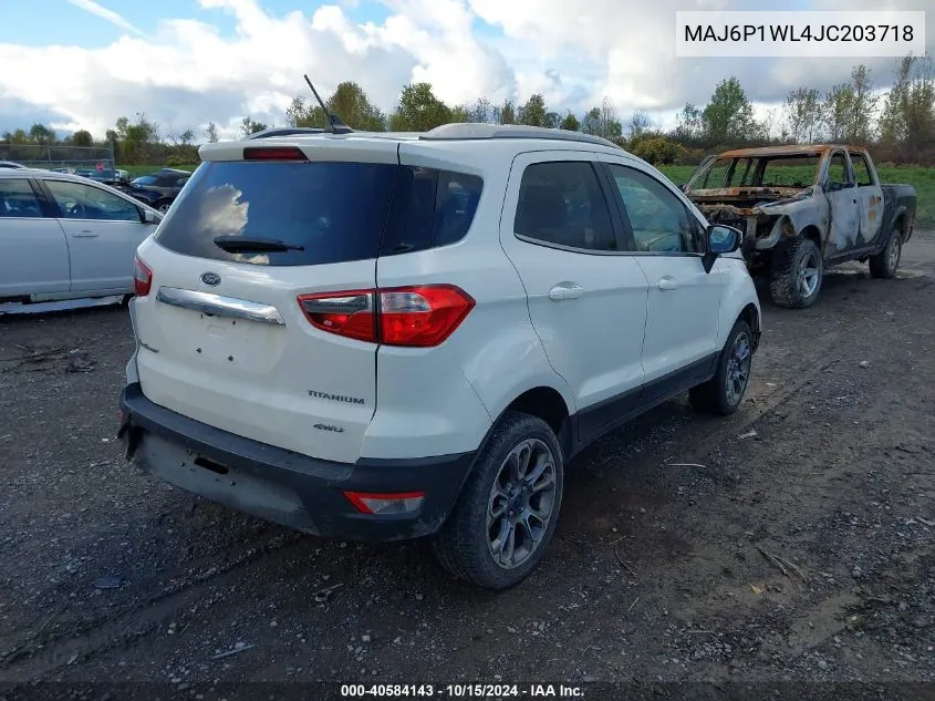 2018 Ford Ecosport Titanium VIN: MAJ6P1WL4JC203718 Lot: 40584143