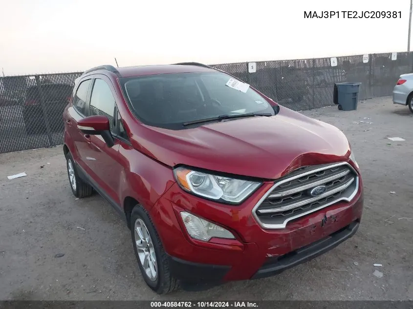 2018 Ford Ecosport Se VIN: MAJ3P1TE2JC209381 Lot: 40584762