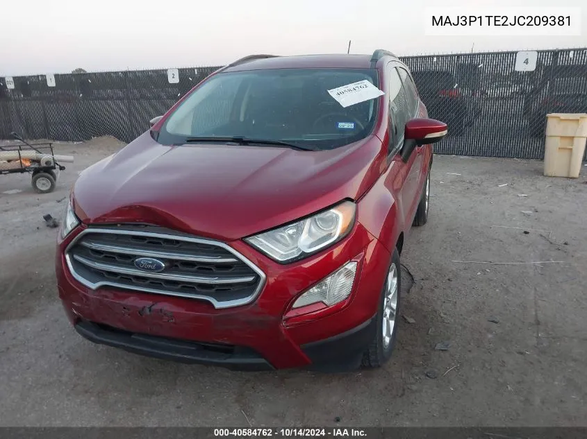 2018 Ford Ecosport Se VIN: MAJ3P1TE2JC209381 Lot: 40584762