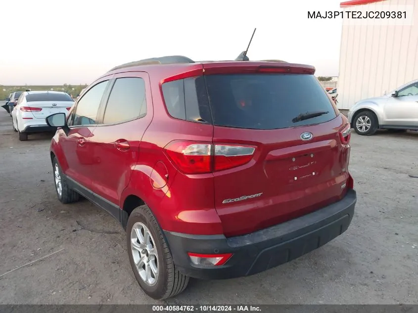 2018 Ford Ecosport Se VIN: MAJ3P1TE2JC209381 Lot: 40584762