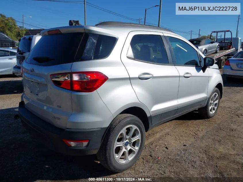 2018 Ford Ecosport Se VIN: MAJ6P1ULXJC222728 Lot: 40611300