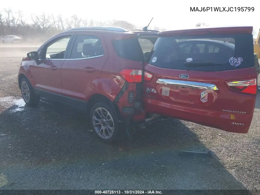 2018 Ford Ecosport Titanium VIN: MAJ6P1WLXJC195799 Lot: 40725113