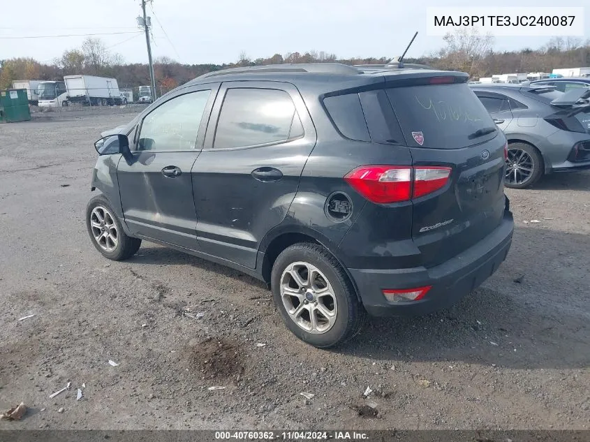 2018 Ford Ecosport Se VIN: MAJ3P1TE3JC240087 Lot: 40760362