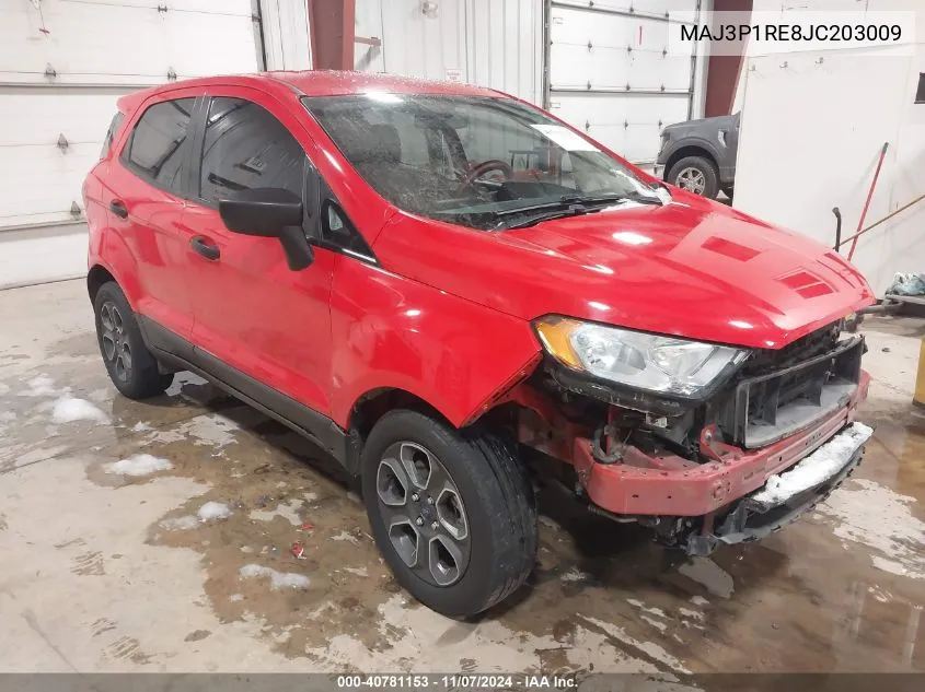 2018 Ford Ecosport S VIN: MAJ3P1RE8JC203009 Lot: 40781153