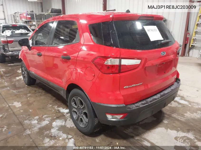 2018 Ford Ecosport S VIN: MAJ3P1RE8JC203009 Lot: 40781153