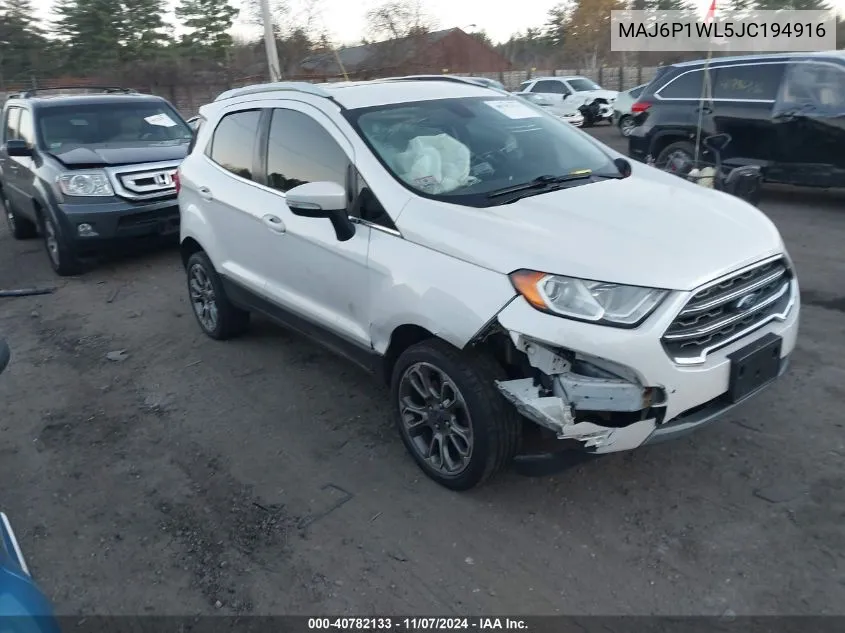 2018 Ford Ecosport Titanium VIN: MAJ6P1WL5JC194916 Lot: 40782133