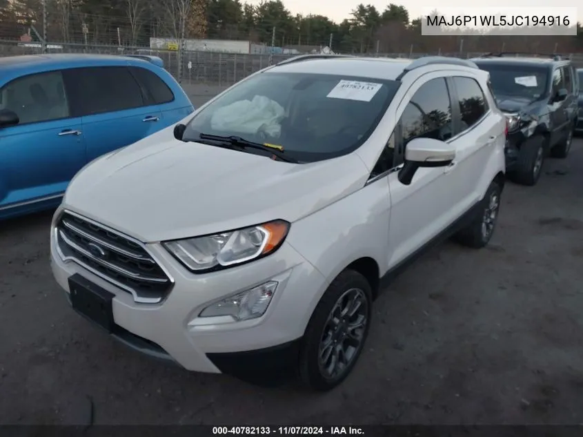 2018 Ford Ecosport Titanium VIN: MAJ6P1WL5JC194916 Lot: 40782133