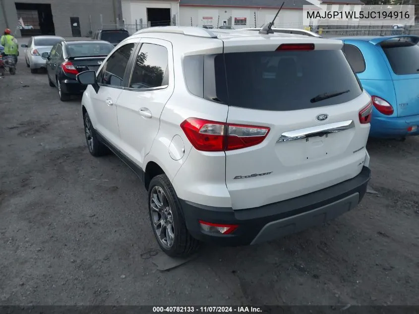 2018 Ford Ecosport Titanium VIN: MAJ6P1WL5JC194916 Lot: 40782133