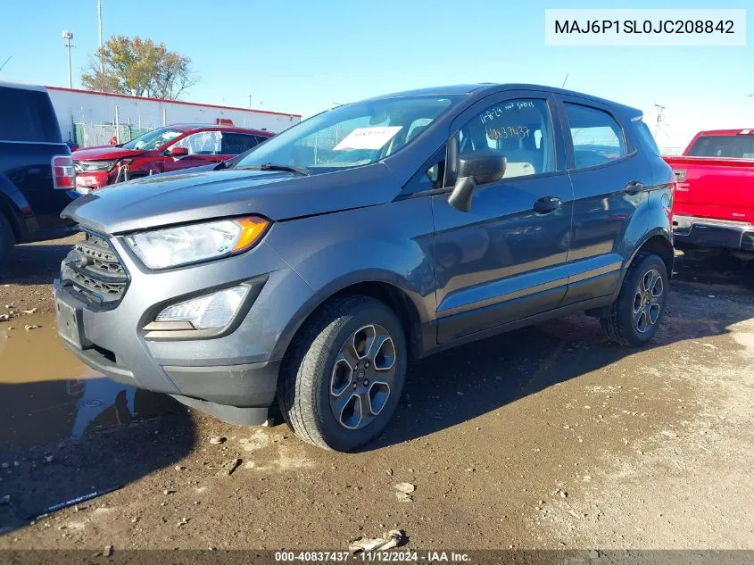 2018 Ford Ecosport S VIN: MAJ6P1SL0JC208842 Lot: 40837437