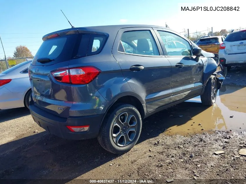 2018 Ford Ecosport S VIN: MAJ6P1SL0JC208842 Lot: 40837437