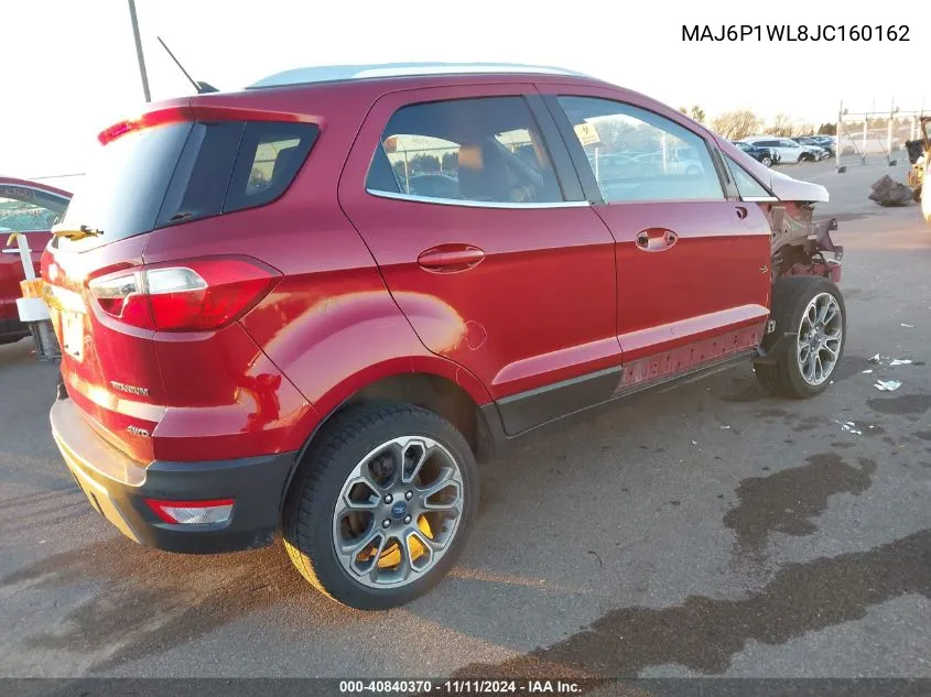 2018 Ford Ecosport Titanium VIN: MAJ6P1WL8JC160162 Lot: 40840370