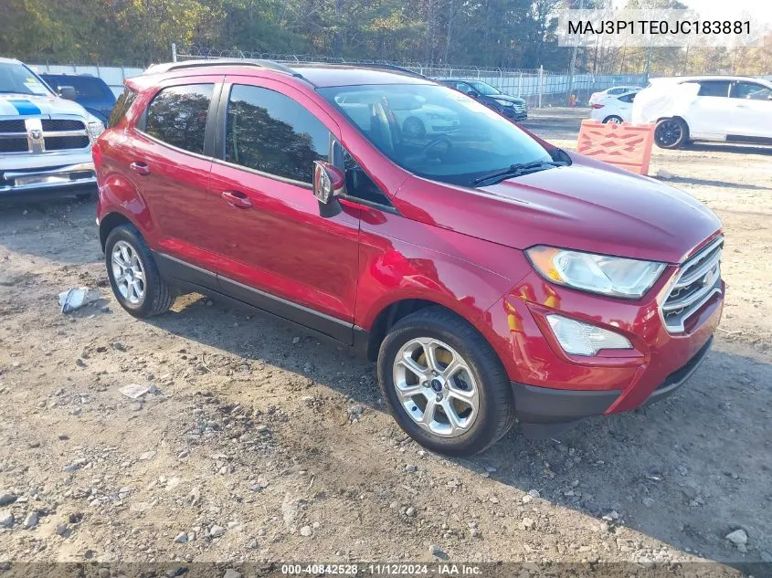 2018 Ford Ecosport Se VIN: MAJ3P1TE0JC183881 Lot: 40842528