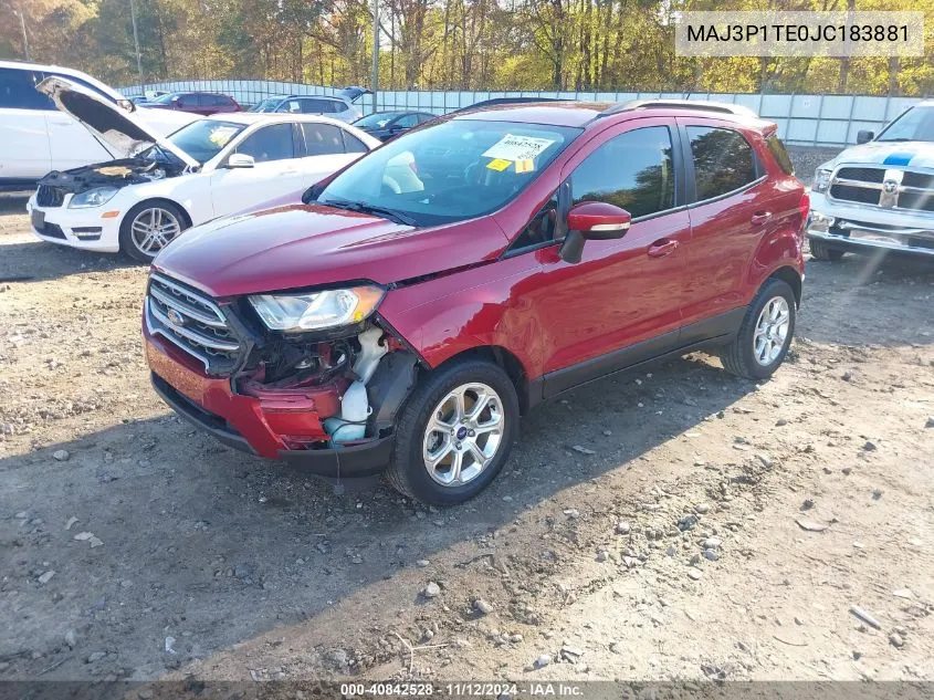 2018 Ford Ecosport Se VIN: MAJ3P1TE0JC183881 Lot: 40842528