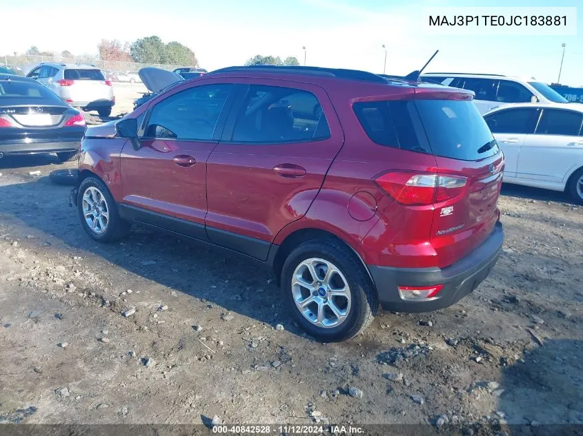 2018 Ford Ecosport Se VIN: MAJ3P1TE0JC183881 Lot: 40842528