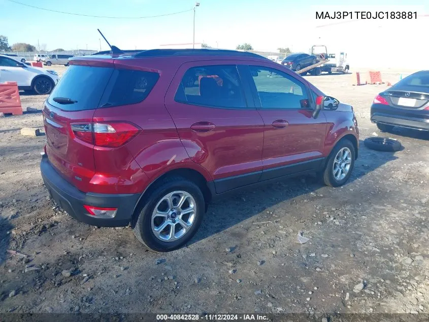 2018 Ford Ecosport Se VIN: MAJ3P1TE0JC183881 Lot: 40842528