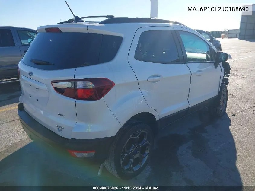 2018 Ford Ecosport Ses VIN: MAJ6P1CL2JC188690 Lot: 40876026