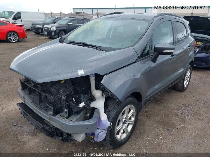 2019 Ford Ecosport Se VIN: MAJ3S2GE6KC251682 Lot: 12123179