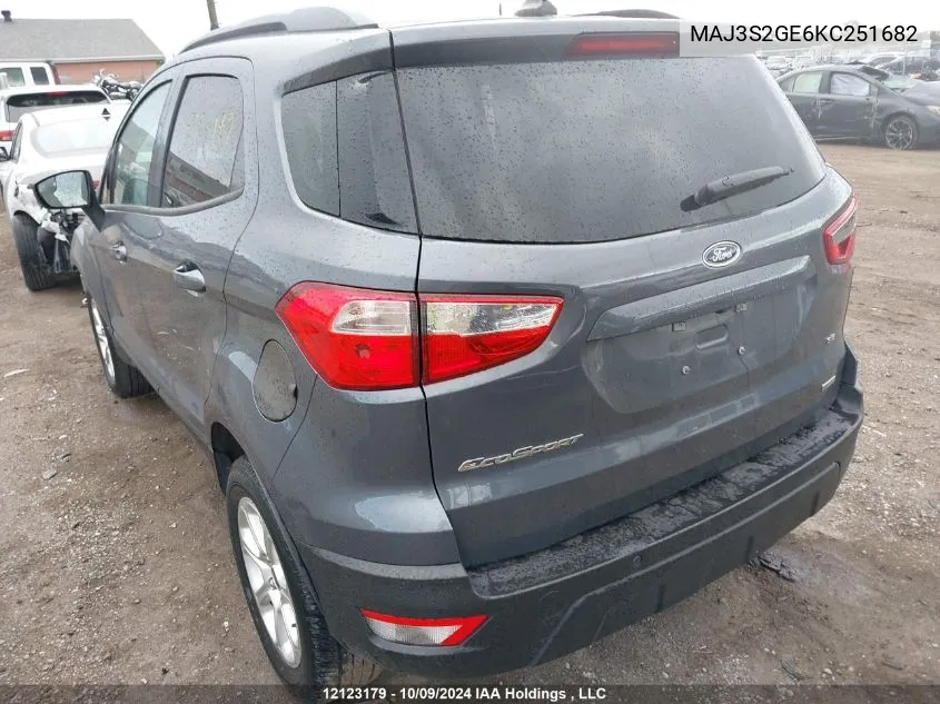 2019 Ford Ecosport Se VIN: MAJ3S2GE6KC251682 Lot: 12123179