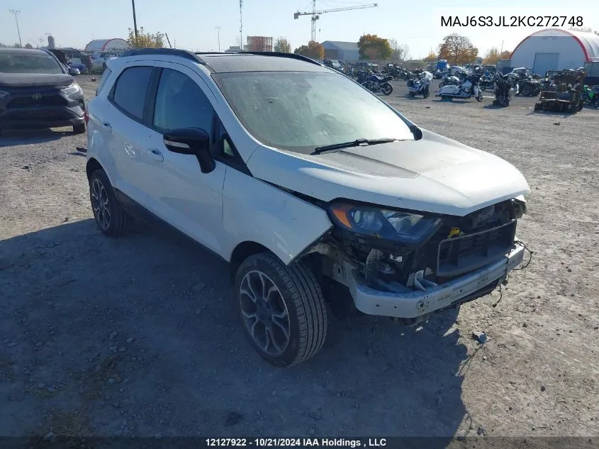 2019 Ford Ecosport Ses VIN: MAJ6S3JL2KC272748 Lot: 12127922