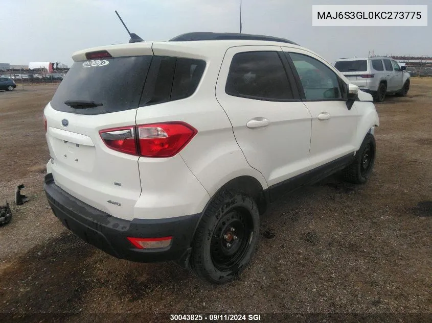 MAJ6S3GL0KC273775 2019 Ford Ecosport Se