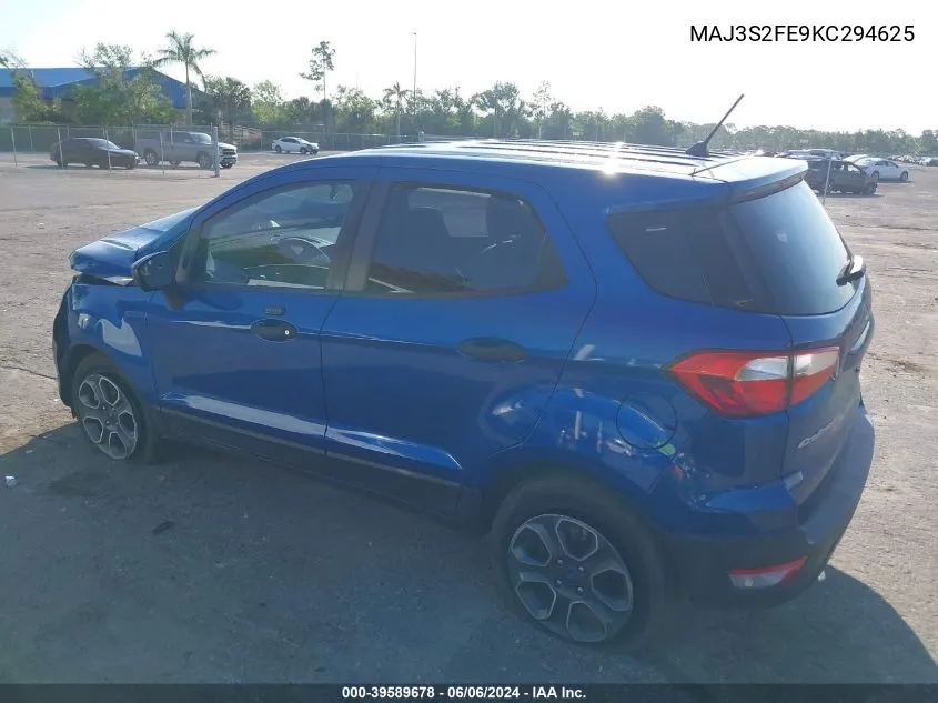 2019 Ford Ecosport S VIN: MAJ3S2FE9KC294625 Lot: 39589678