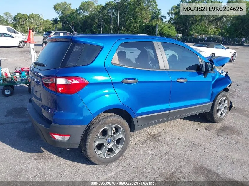 2019 Ford Ecosport S VIN: MAJ3S2FE9KC294625 Lot: 39589678