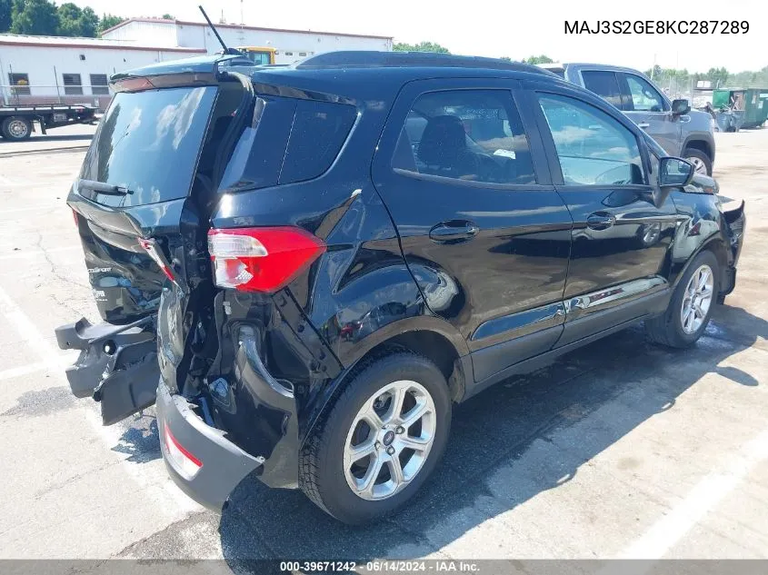 2019 Ford Ecosport Se VIN: MAJ3S2GE8KC287289 Lot: 39671242