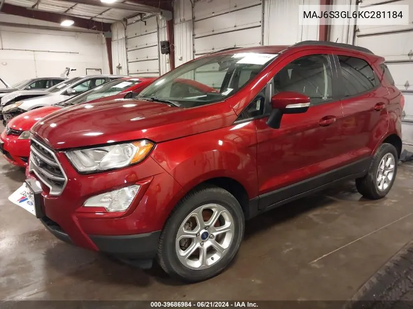 2019 Ford Ecosport Se VIN: MAJ6S3GL6KC281184 Lot: 39686984