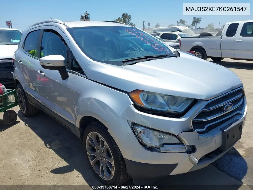 2019 Ford Ecosport Titanium VIN: MAJ3S2KE7KC261547 Lot: 39760714