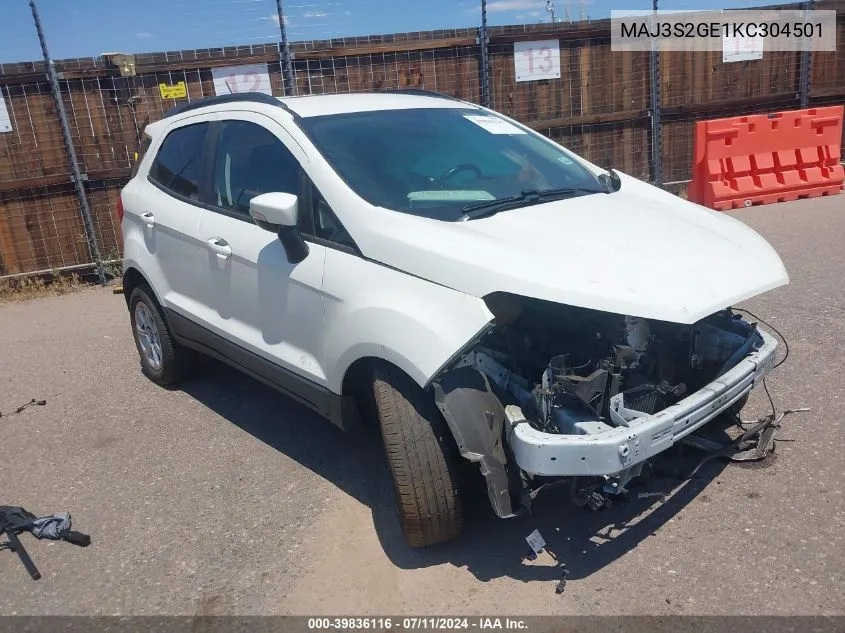 2019 Ford Ecosport Se VIN: MAJ3S2GE1KC304501 Lot: 39836116