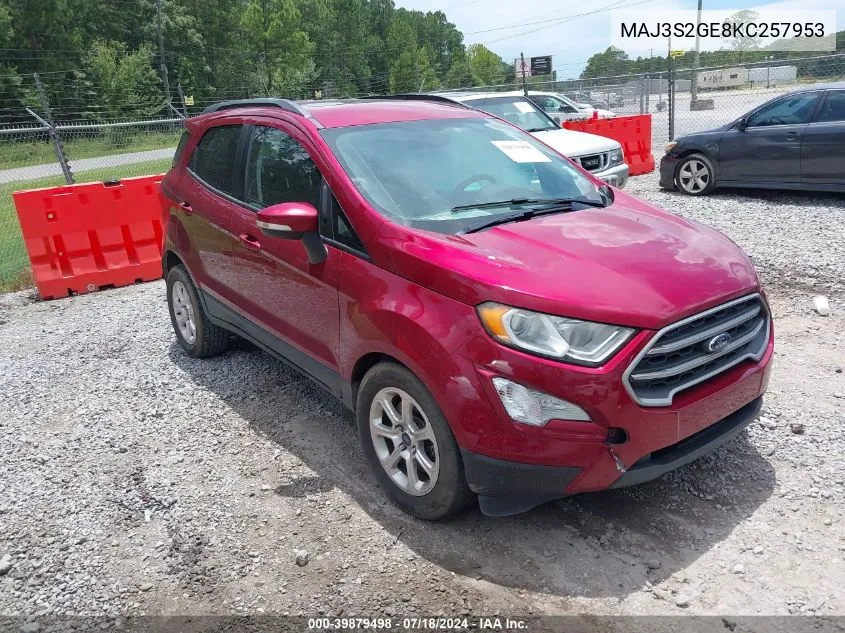 2019 Ford Ecosport Se VIN: MAJ3S2GE8KC257953 Lot: 39879498