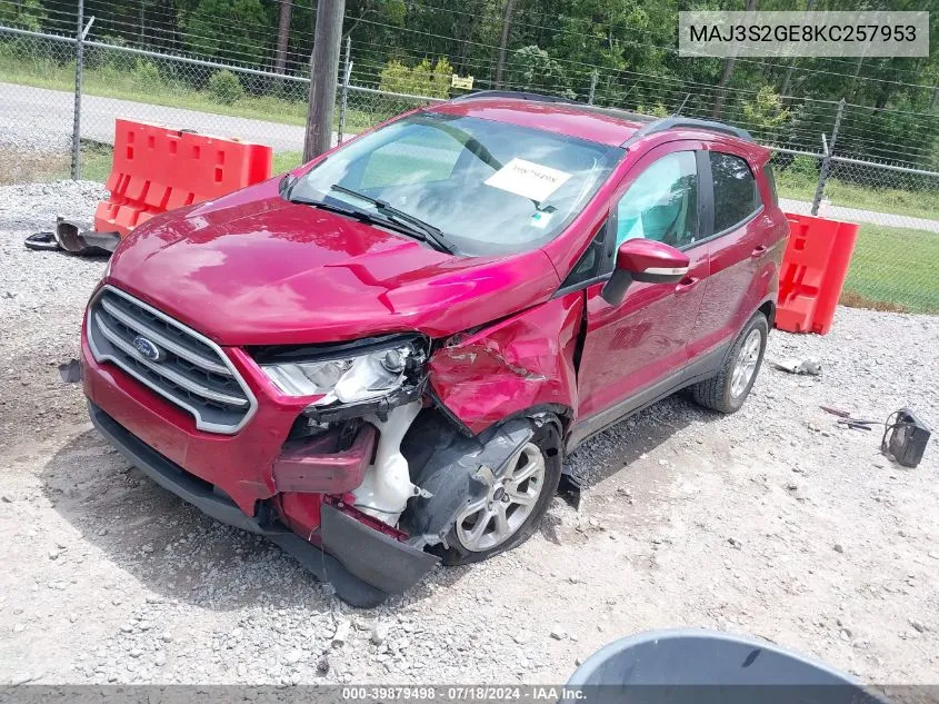 2019 Ford Ecosport Se VIN: MAJ3S2GE8KC257953 Lot: 39879498