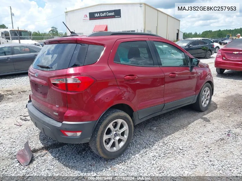 2019 Ford Ecosport Se VIN: MAJ3S2GE8KC257953 Lot: 39879498