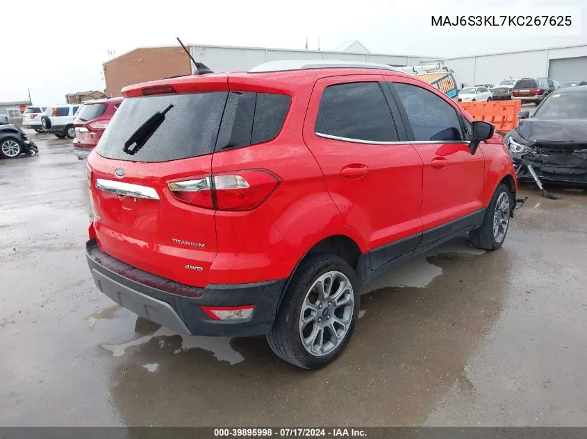 2019 Ford Ecosport Titanium VIN: MAJ6S3KL7KC267625 Lot: 39895998