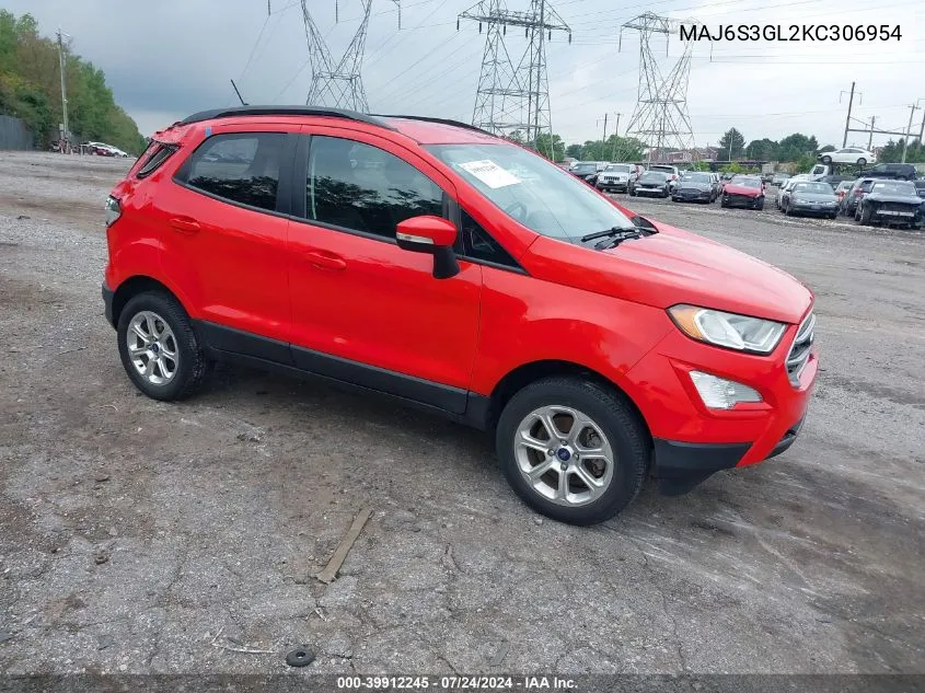 2019 Ford Ecosport Se VIN: MAJ6S3GL2KC306954 Lot: 39912245