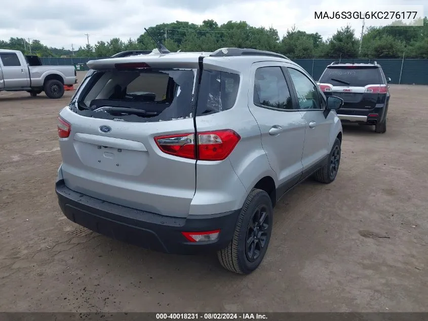 2019 Ford Ecosport Se VIN: MAJ6S3GL6KC276177 Lot: 40018231