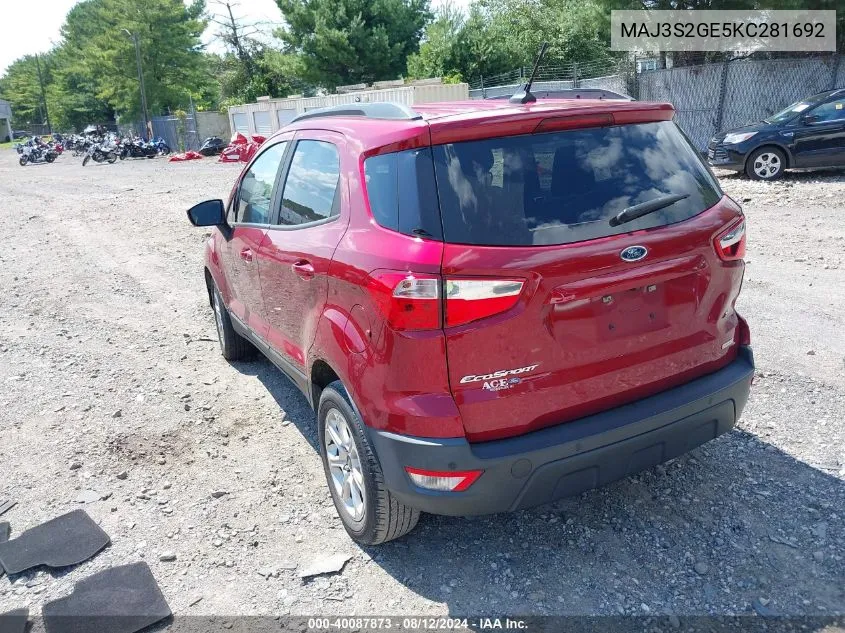 MAJ3S2GE5KC281692 2019 Ford Ecosport Se