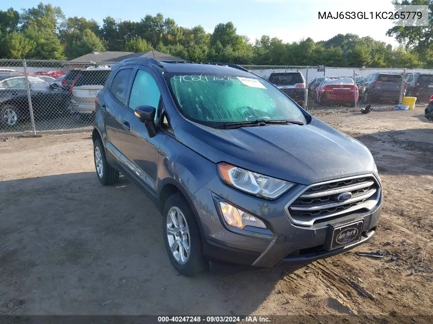 2019 Ford Ecosport Se VIN: MAJ6S3GL1KC265779 Lot: 40247248