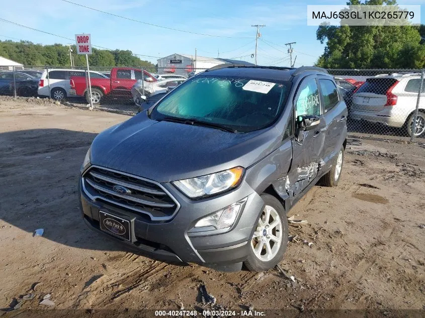 2019 Ford Ecosport Se VIN: MAJ6S3GL1KC265779 Lot: 40247248