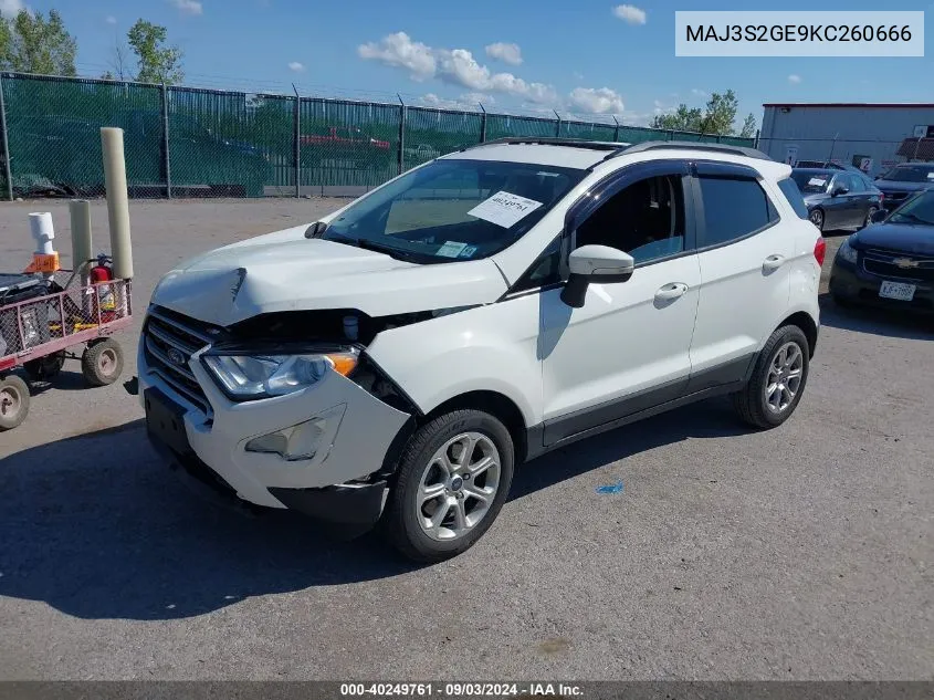 2019 Ford Ecosport Se VIN: MAJ3S2GE9KC260666 Lot: 40249761