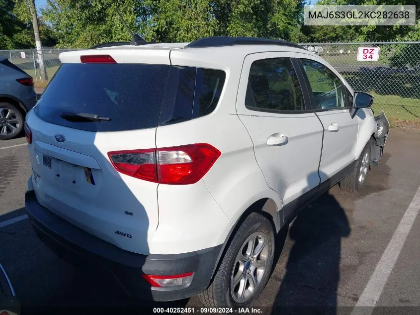 2019 Ford Ecosport Se VIN: MAJ6S3GL2KC282638 Lot: 40252451