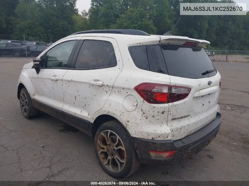 2019 Ford Ecosport Ses VIN: MAJ6S3JL1KC252670 Lot: 40263574